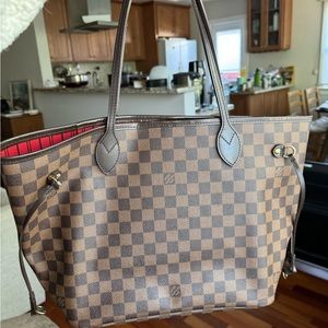 authentic Louis Vuitton Damier Ebene neverfull MM tote bag